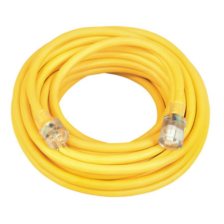 50FT SJTW 10/3 OUTDOOR EXTENSION CORD W/ LIGHTED END (YELLOW)