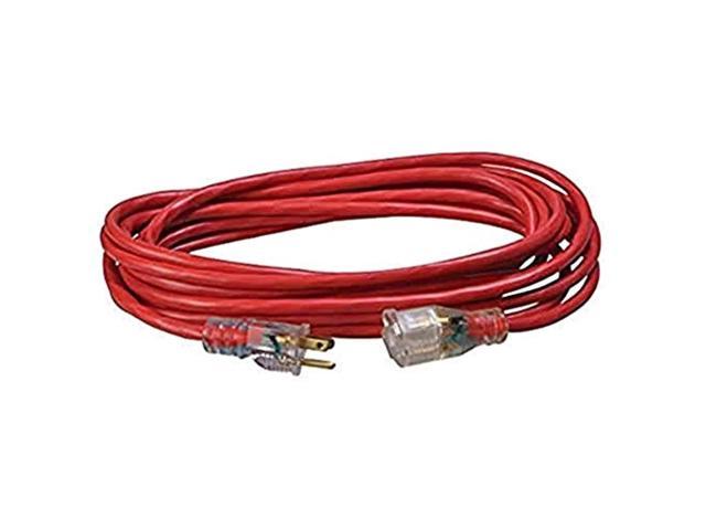 50FT SJTW 14/3 OUTDOOR EXTENSION CORD W/ LIGHTED END (RED)