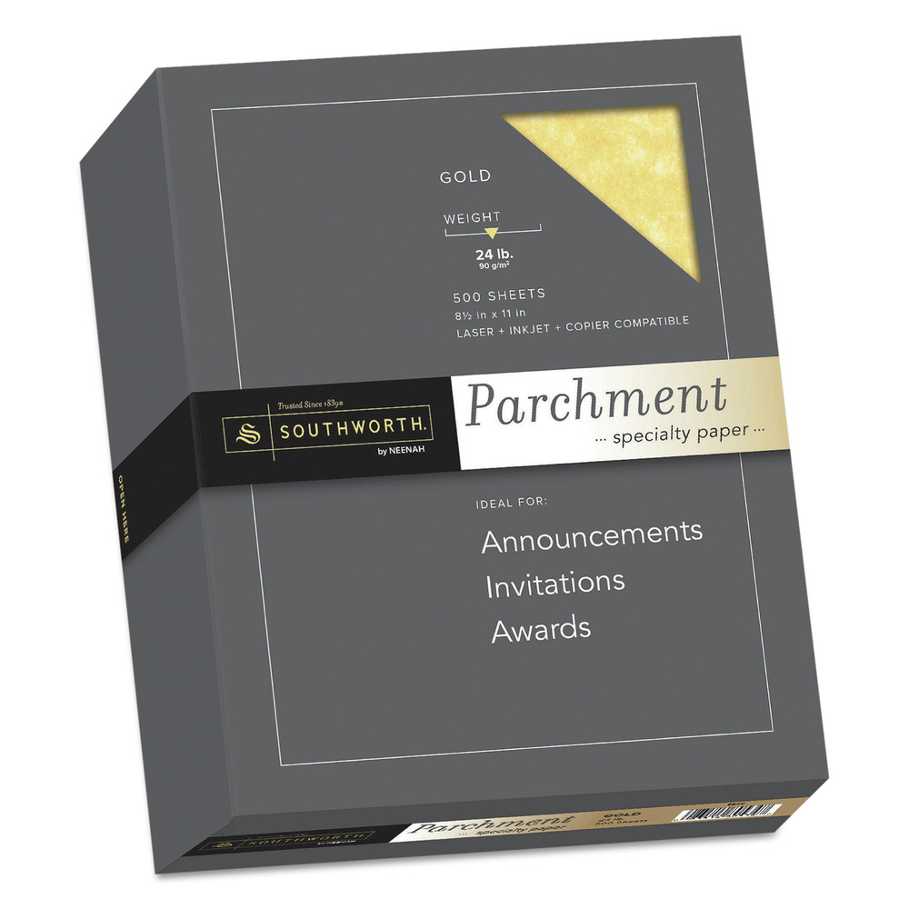Southworth Parchment Specialty Paper - Gold - Letter - 8 1/2" x 11" - 24 lb Basis Weight - Parchment - 500 / Box - Acid-free, Li