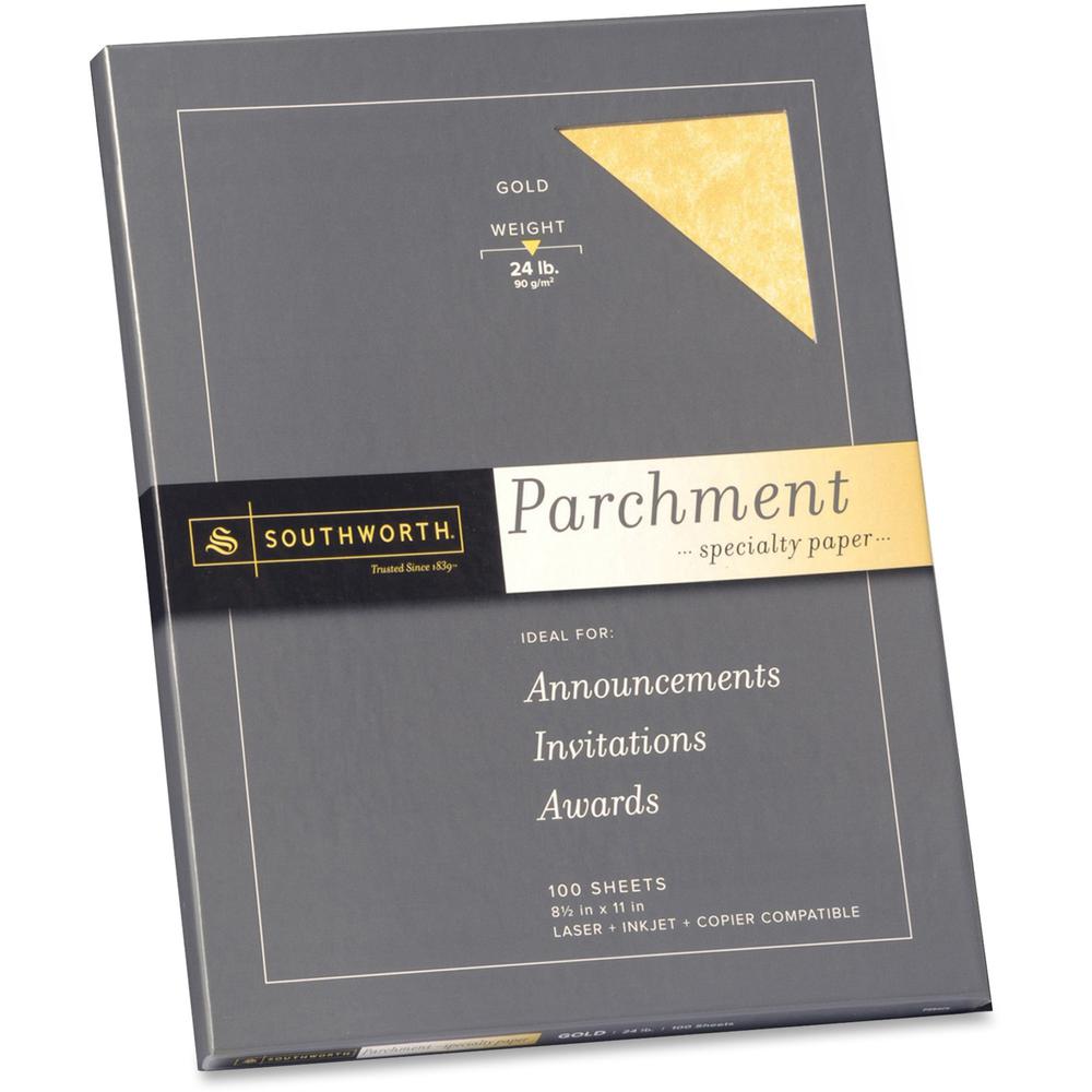 Southworth Parchment Specialty Paper - Letter - 8 1/2" x 11" - 24 lb Basis Weight - Parchment - 100 / Pack - Acid-free, Lignin-f