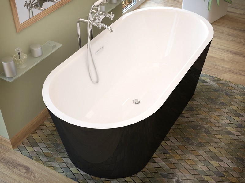 Tre 32 in. by 67 in. Freestanding One Piece Soaker Tub, Center Drain