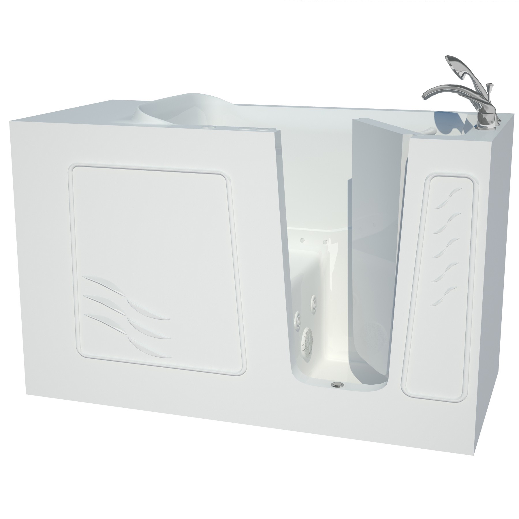 30x60 White Dual Whirlpool & Air Walk-In Tub Right Drain