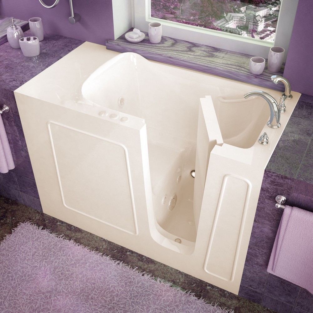 26x53 Right Drain Biscuit Whirlpool jetted Walk-In Bathtub