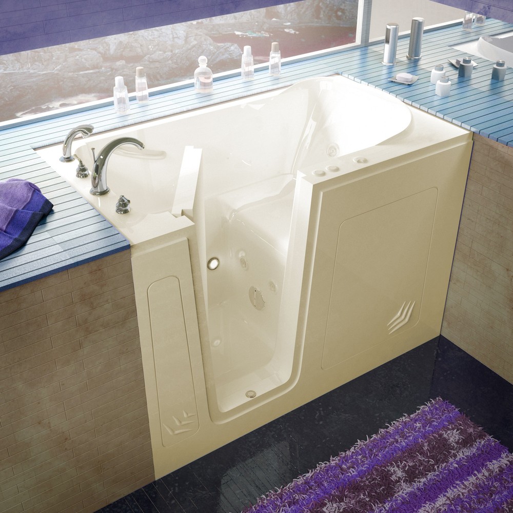 30x54 Left Drain Biscuit Whirlpool Jetted Walk-In Bathtub
