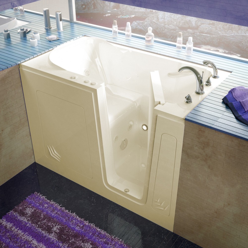 30x54 Right Drain Biscuit Whirlpool Jetted Walk-In Bathtub