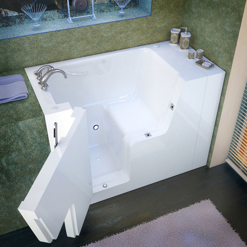 29x53 Left Drain White Soaking Wheelchair Accessible Walk-In Bathtub