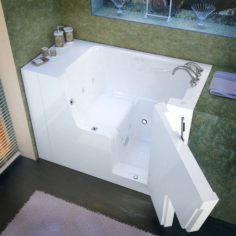 29x53 Right Drain White Whirlpool Jetted Wheelchair Accessible Walk-In Bathtub