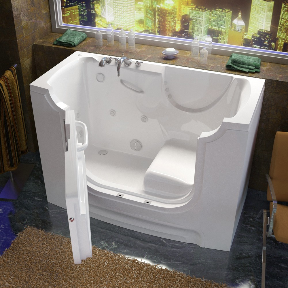 30x60 Left Drain White Whirlpool Jetted Wheelchair Accessible Walk-In Bathtub