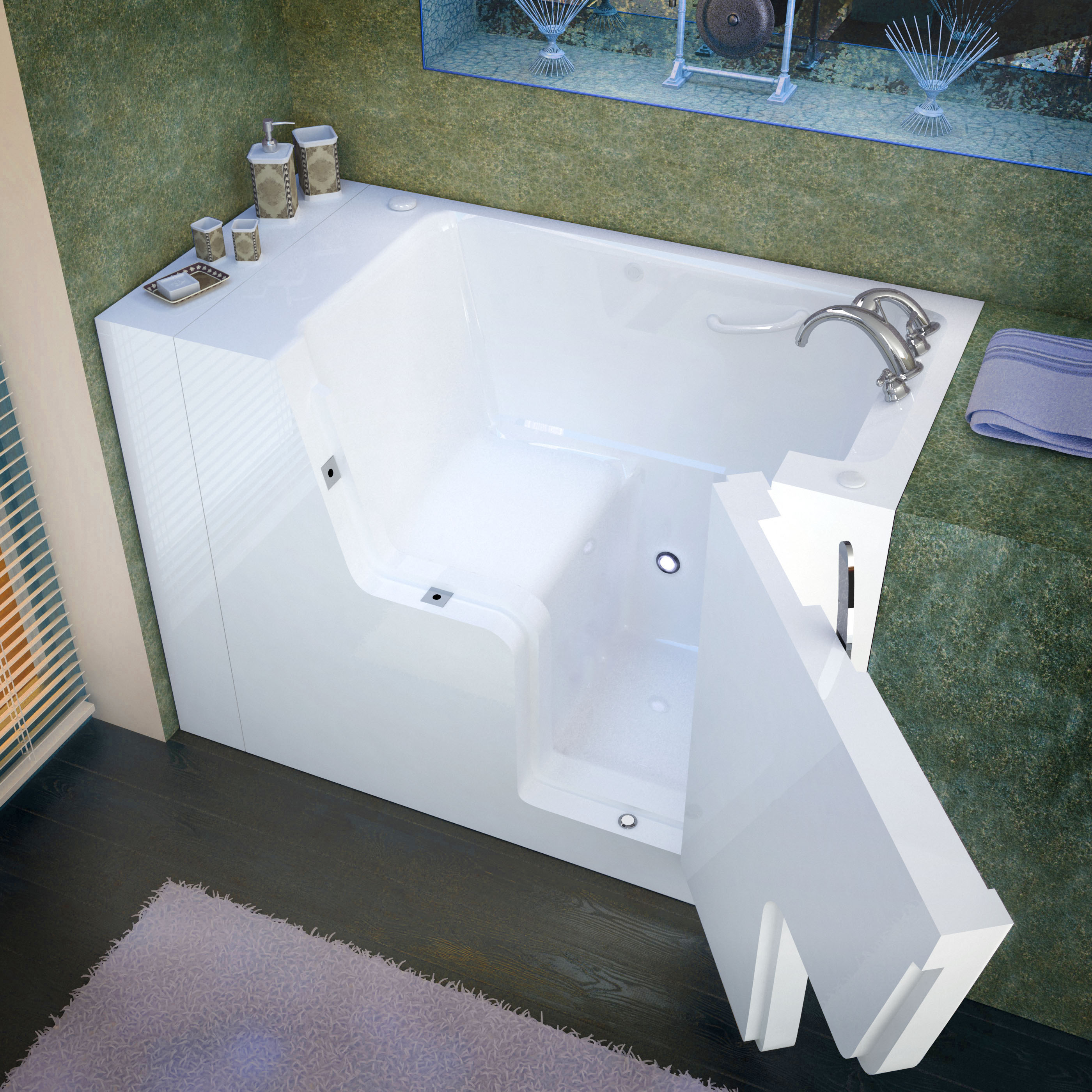 29x53 Right Drain White Soaking Wheelchair Accessible Walk-In Bathtub
