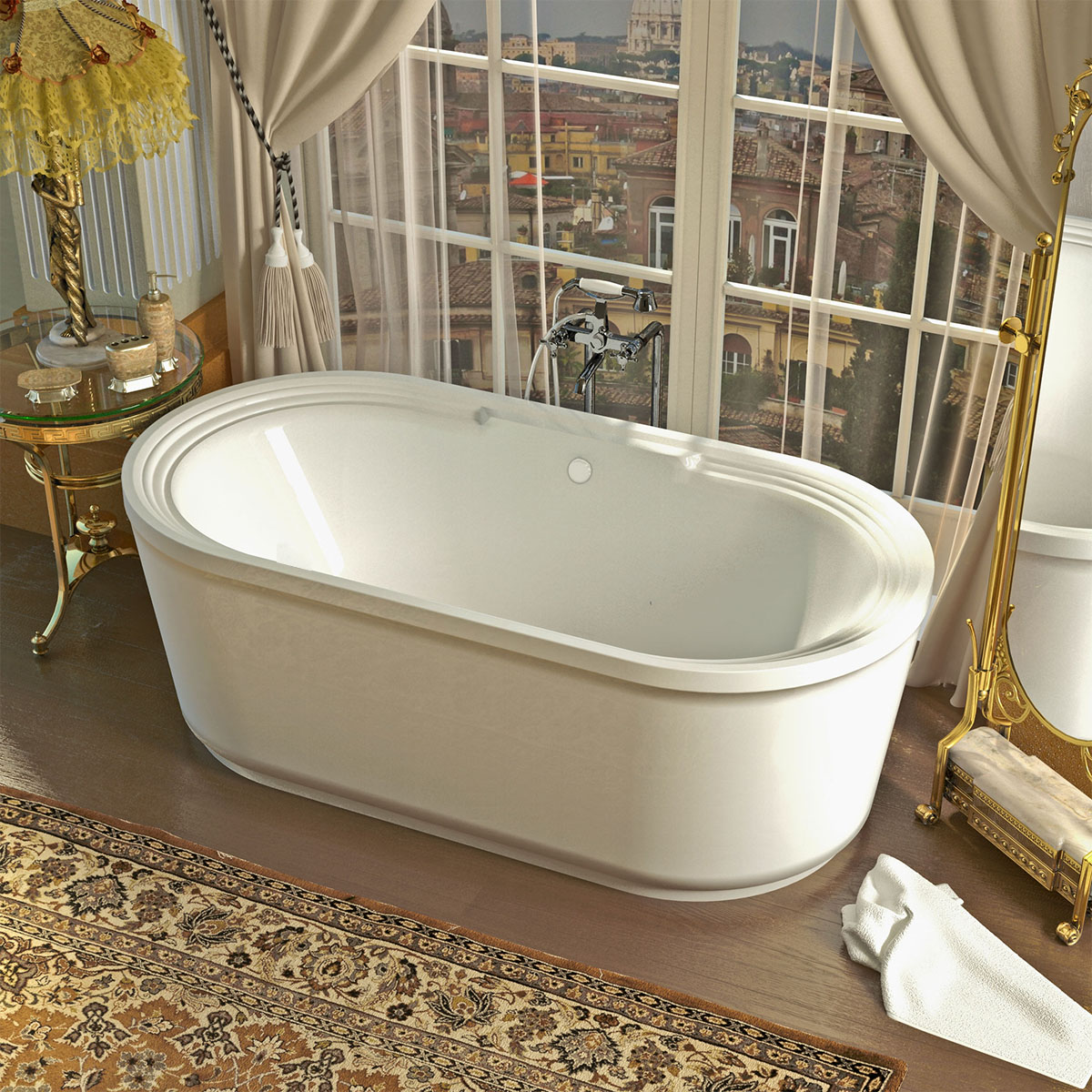 Padre 34 x 67 x 21 in. Oval Freestanding Air Jetted Bathtub