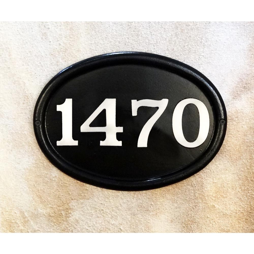 Contemporary Cast Aluminum Address Plaque with Brushed Aluminum Numbers - Bold Italic Font