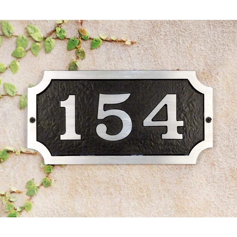 Traditional Cast Aluminum Address Plaque with Brushed Aluminum Numbers - Bold Italic Font