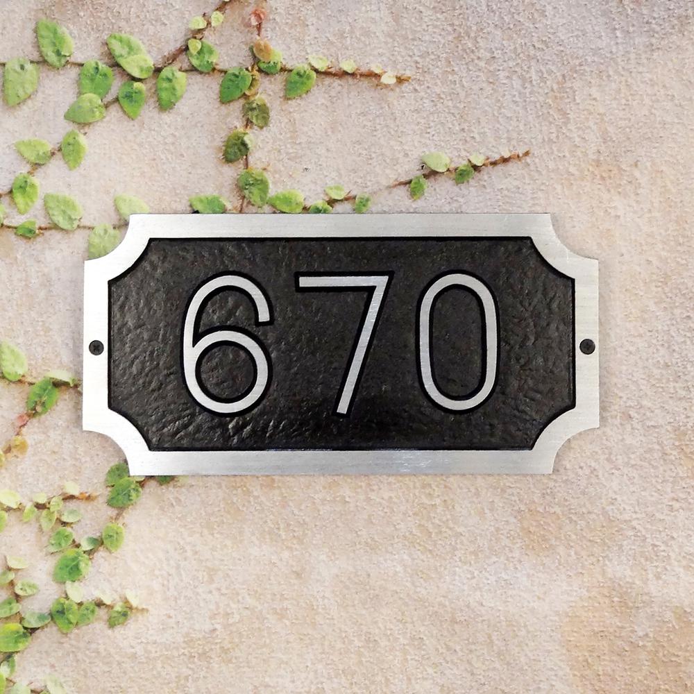 Traditional Cast Aluminum Address Plaque with Brushed Aluminum Numbers - Times Font
