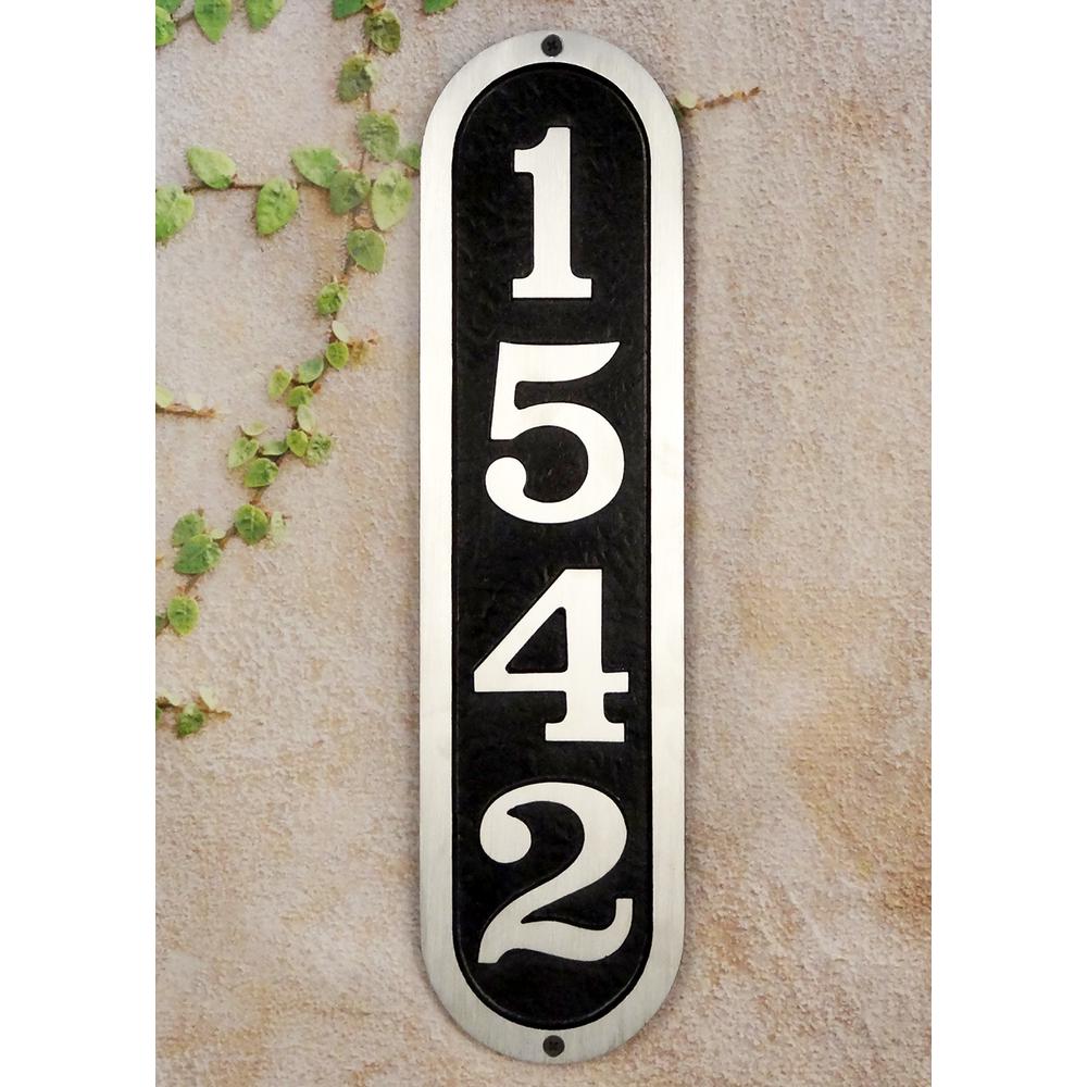 Ventena Cast Aluminum Address Plaque with Brushed Aluminum Numbers - Bold Italic Font