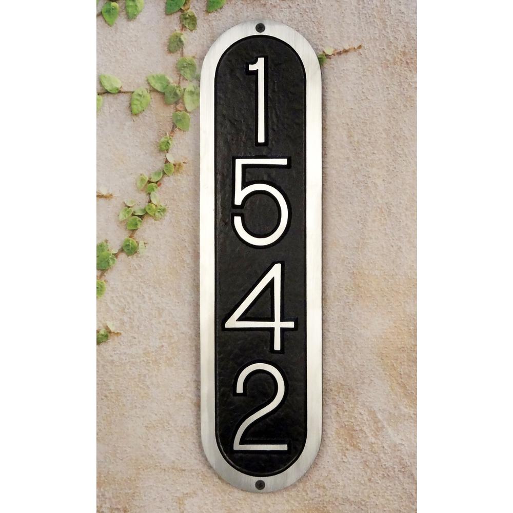 Ventena Cast Aluminum Address Plaque with Brushed Aluminum Numbers - Times Font