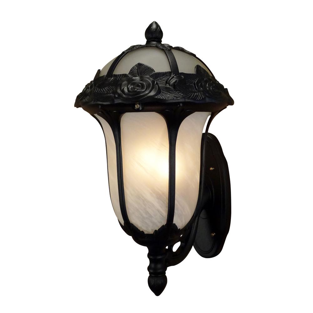 Rose Garden F-3717-BLK-AB Large Bottom Mount Light with Alabaster Glass