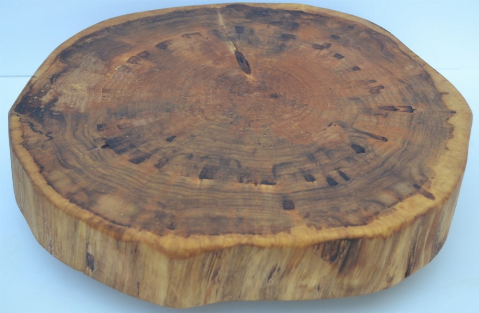 Rustic Lazy Susan Hand Crafted with Log Slices No Bark Turn Table - 11" to 12"