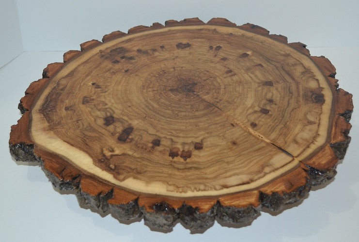Rustic Lazy Susan Hand Crafted with Log Slices with Bark Turn Table - 11" to 12"