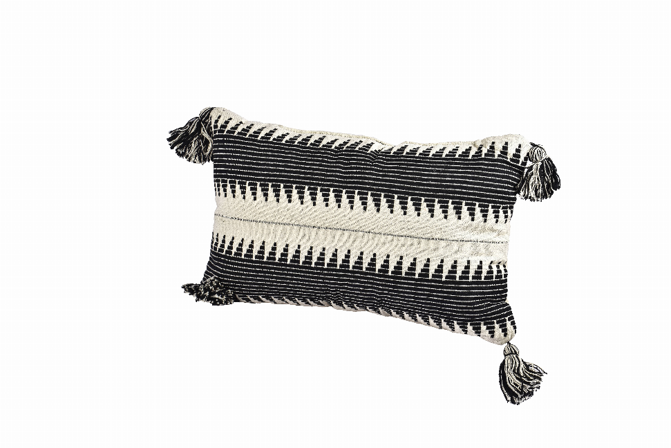 100% Cotton Accent  Rectangle Pillow Cover & Insert With Tassels