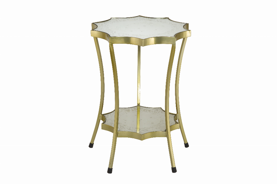 Arya Decagon Side Table Gold & Antique Glass/16.5' X 16.5' X 22'