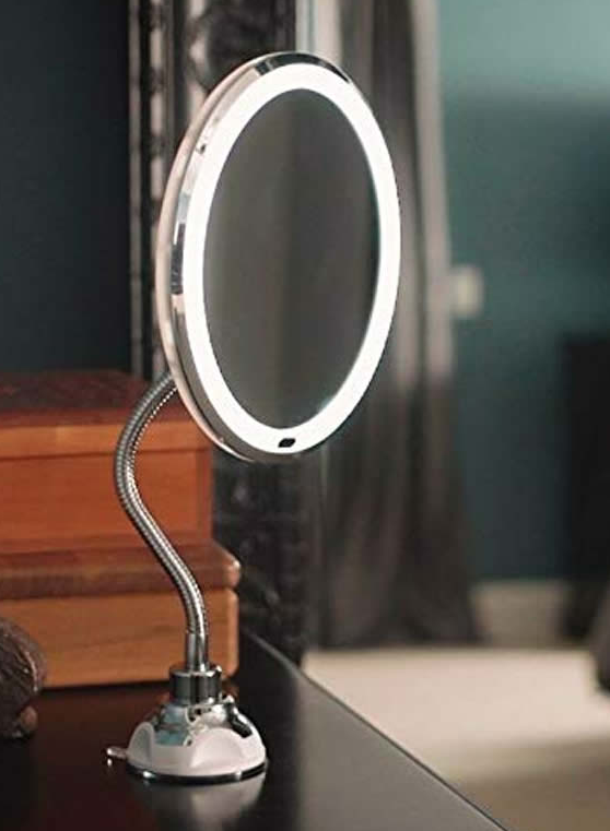 Mountable Lighted Cosmetic Mirror With 10X Zoom
