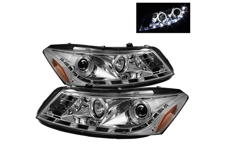 08-12 ACCORD 4DR PROJECTOR HEADLIGHTS- LED HALO-DRL-CHROME-HIGH H1(INCLUDED)-LO DRIVE/PASS