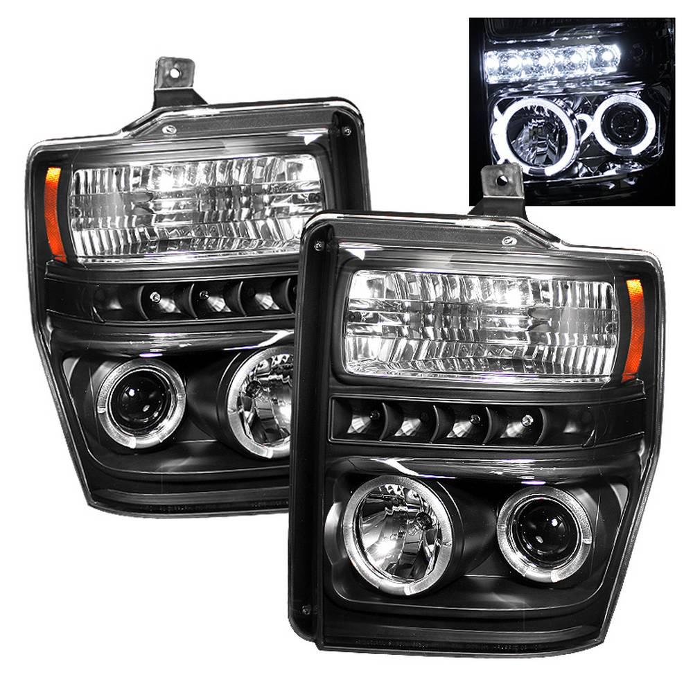 08-10 F250/F350/F450 SD PROJECTOR HEADLIGHTS-LED HALO-LED ( REPLACEABLE LEDS )-B