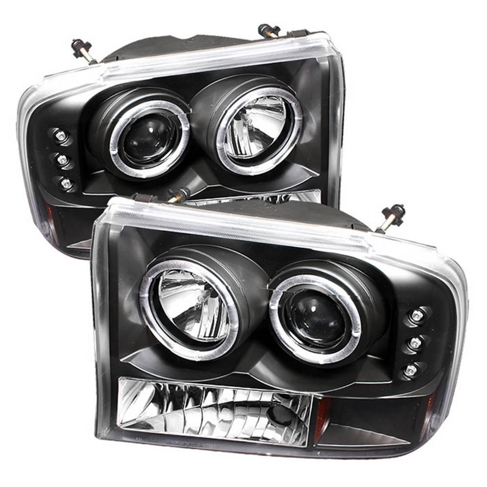 99-04 F250 SD/00-04 EXCURSION 1PC PROJECTOR HEADLIGHTS-VERSION 2-LED HALO-DRIVE OR PASS