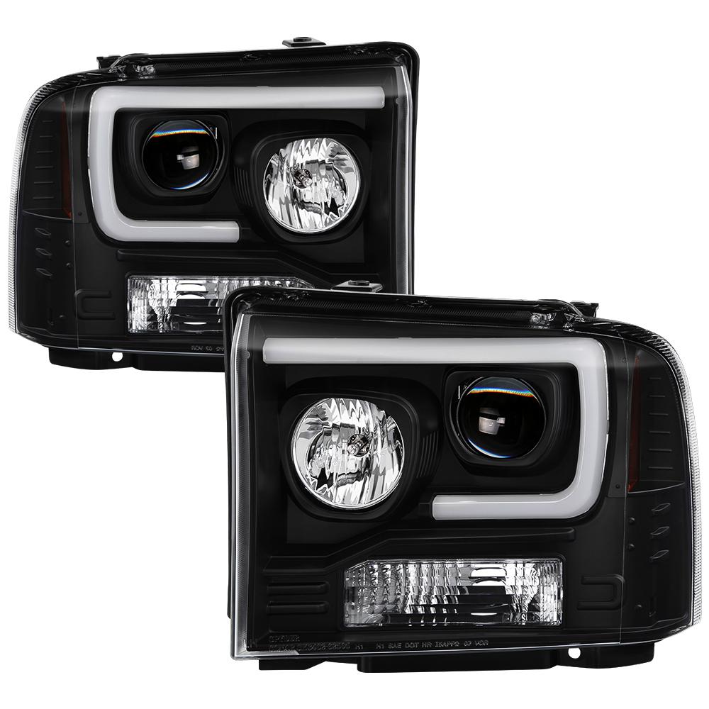 05-07 F250/350/450 SD LIGHT BAR PROJECTOR HEADLIGHTS-BLACK DRIVER/PASSENGER