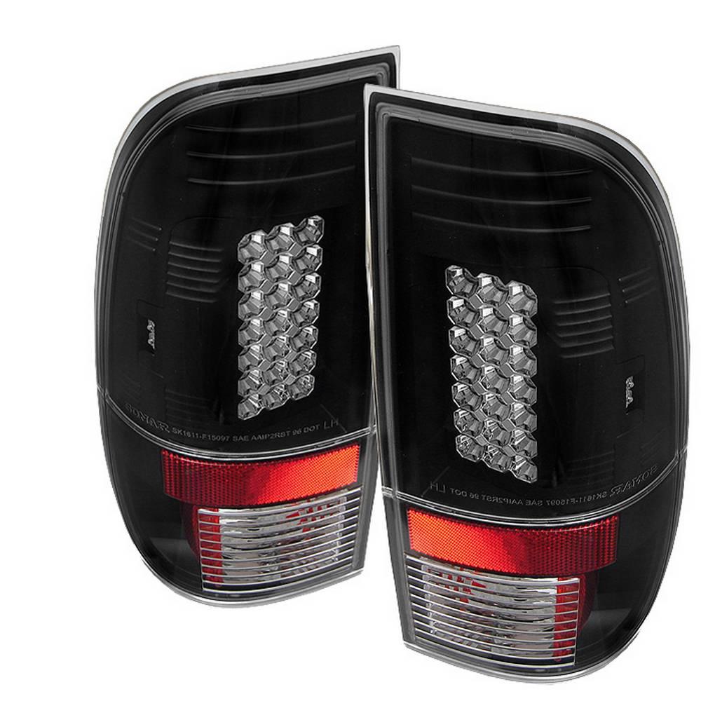 97-03 F150 STYLESIDE/ 99-07 F250/350/450/550 SD LED TAILLIGHTS-BLACK DRIVE/PASS