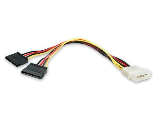 12"LP4 to 2x SATA Power YCable