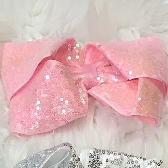 Sequin Hair Bows Super Extra Large Light Pink