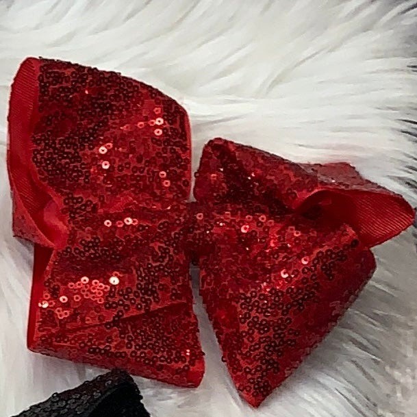 Sequin Hair Bows Super Extra Large Red