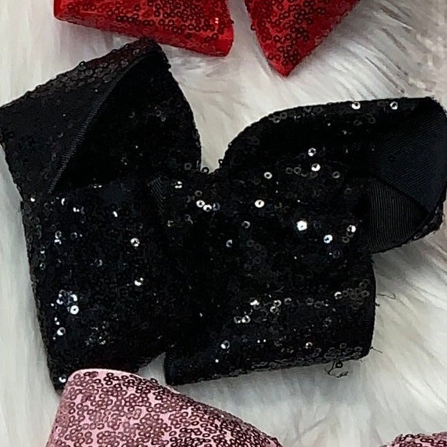 Sequin Hair Bows Super Extra Large Black