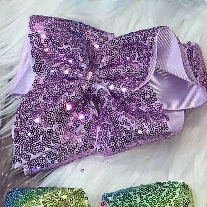Sequin Hair Bows Super Extra Large Lavender
