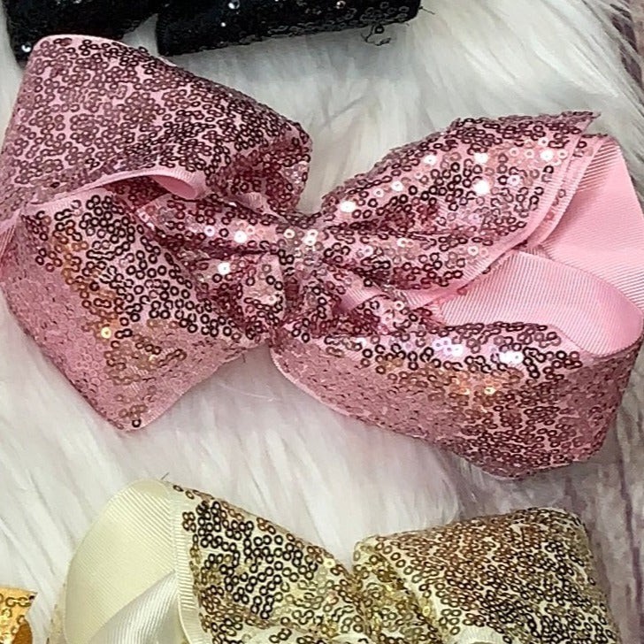 Sequin Hair Bows Super Extra Large Pink