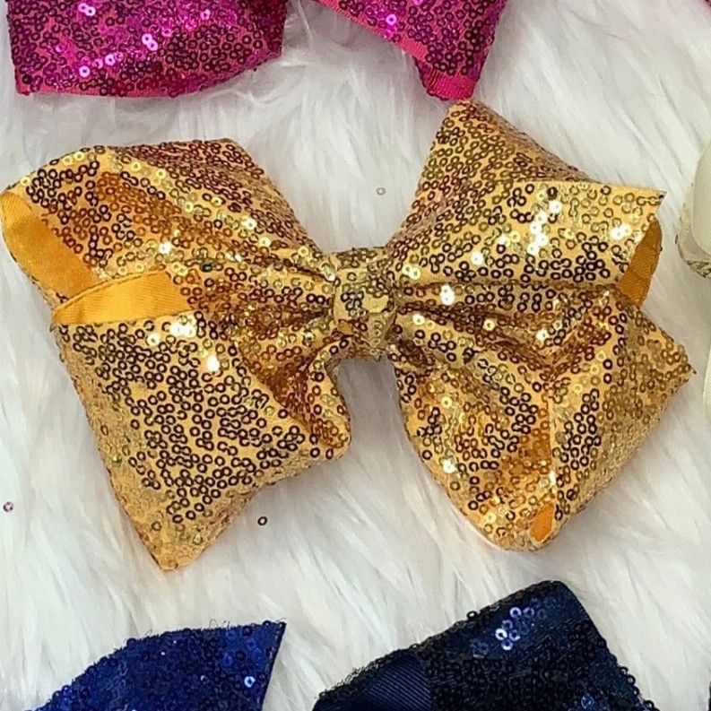 Sequin Hair Bows Super Extra Large Yellow