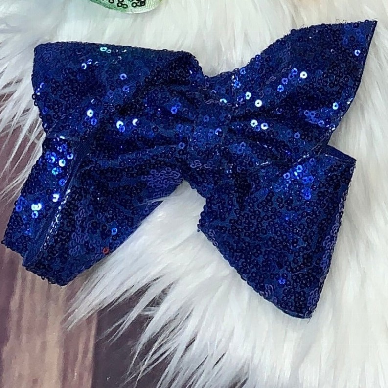 Sequin Hair Bows Super Extra Large Royal Blue
