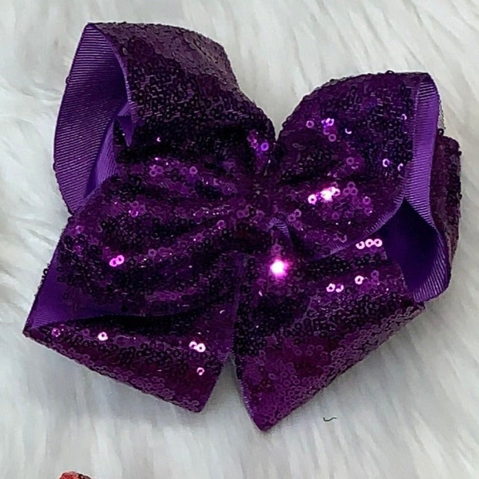 Sequin Hair Bows Extra Large Metallic Purple