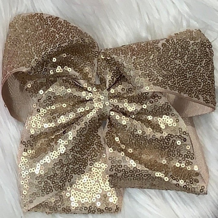 Sequin Hair Bows Extra Large Beige