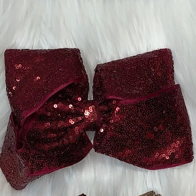 Sequin Hair Bows Extra Large Wine