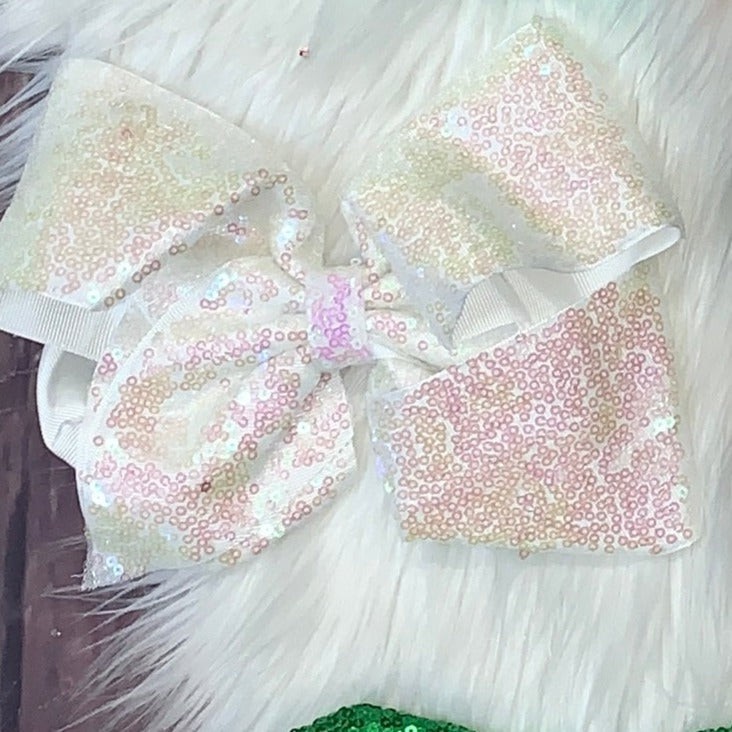 Sequin Hair Bows Extra Large Iridescent