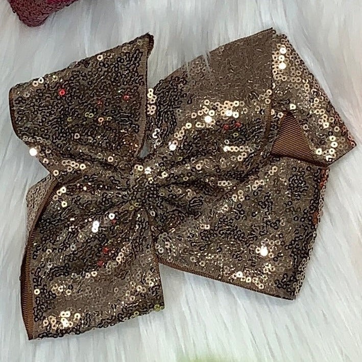 Sequin Hair Bows Extra Large Bronze