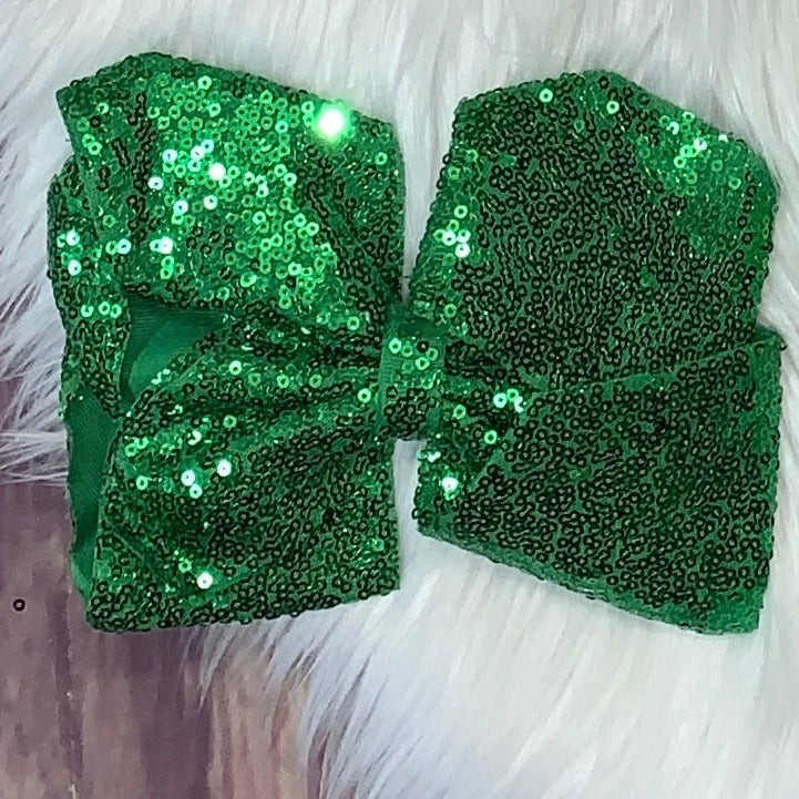 Sequin Hair Bows Extra Large Green