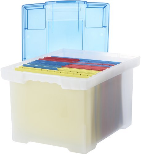 Storex Plastic File Tote Storage Box - Internal Dimensions: 15.50" Length x 12.25" Width x 9.25" Height - External Dimensions: 1