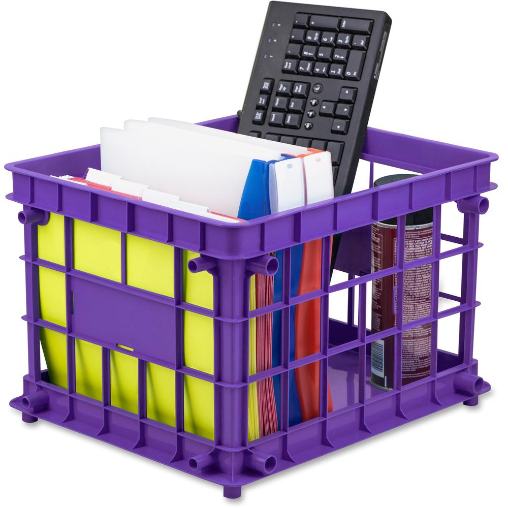 Storex Storage Crate - External Dimensions: 14.3" Width x 17.3" Depth x 11.2" Height - Stackable - Assorted - For File, Classroo