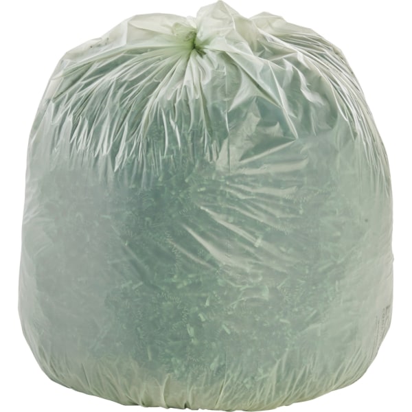 Stout EcoSafe Trash Bags - 30 gal Capacity - 30" Width x 39" Length - 1.10 mil (28 Micron) Thickness - Green - Plastic - 48/Cart