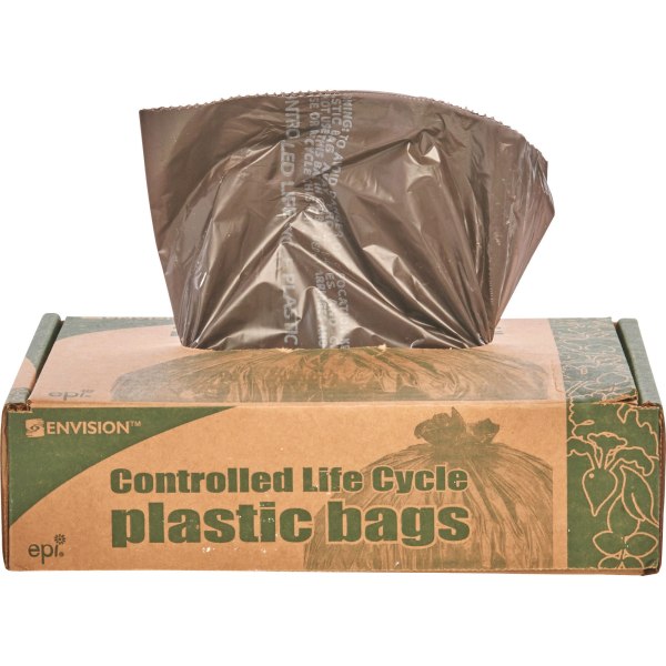 Stout Controlled Life-Cycle Plastic Trash Bags - 39 gal Capacity - 33" Width x 44" Length - 1.10 mil (28 Micron) Thickness - Bro