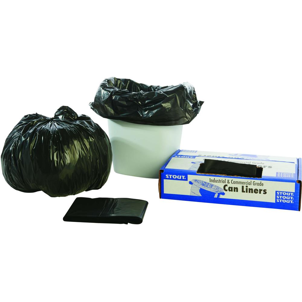 Stout Recycled Content Trash Bags - 10 gal/55 lb Capacity - 24" Width x 24" Length - 1 mil (25 Micron) Thickness - Brown - Resin