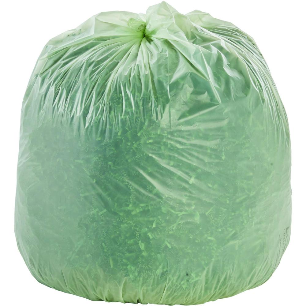 Stout EcoSafe Trash Bags - 48 gal Capacity - 42" Width x 48" Length - 0.85 mil (22 Micron) Thickness - Green - Plastic - 40/Cart
